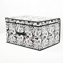 1pc Foldable Fabric Storage Box With Lid, Large Capacity Clothes Organizer, Wardrobe Storage Container, Home Dust-Proof Storage Box, Printed Pattern Storage Solution, Multi-Purpose Foldable Organizer - Plain Floral Storage Box - View 4