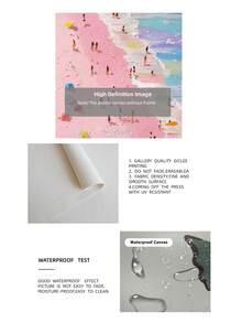 1 pièce Impression sur canevas sans cadre minimaliste rose plage de sable petit nageur - Décoration murale d'été féminine, affiche thème plage, impression rose esthétique pour appartement, salon, chambre, salle de classe, décoration de maison moderne, impressions pour mur, meilleur choix de cadeau - Cartoon - Voir 9