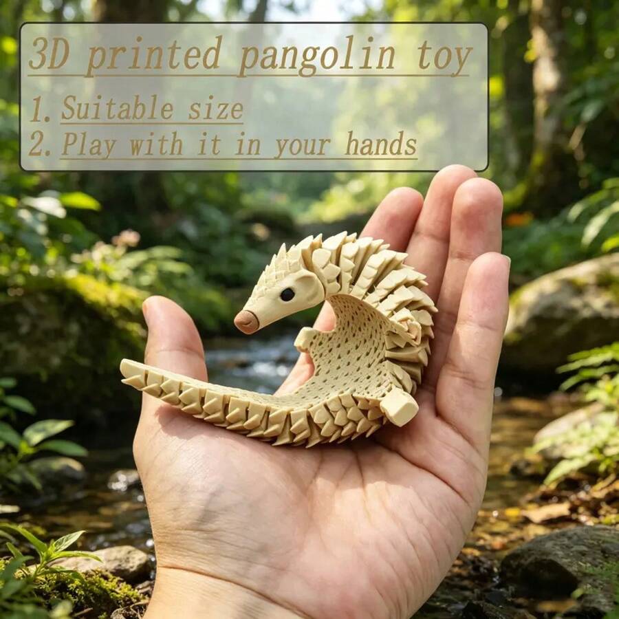 Juguete Antiestrés de Pangolín Impreso en 3D Flexible, Modelo de Animal Articulado de Cuerpo Completo para Decoración de Escritorio, Regalo Animal Único - Blanco - Ver 1
