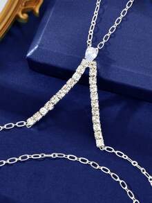 1pc Fashion Decorative Silver Chain Bracelet With Ring, Women's Party Ball Jewelry - Silver - View 4