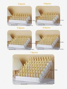 Detachable Multi-Layer Cosmetic Organizer With Fasteners, For Desk Storage, Wedding Decor And Nail Polish Display. Stores Lipsticks, Skincare And Beauty Tools, Ideal For Back-To-School And Christmas Decoration. - Clear - View 7