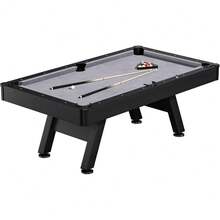 BouPower 7 Ft Billiard Table Set With 2 Cues, Balls, Triangle, Chalk & Brush, Modern Black Wood Finish For Home Office Basement - Grey - View 1