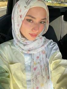 1 chiếc khăn hijab nữ phong cách Bohemian thời trang vintage họa tiết hoa in trên vải viscose, khăn quàng cổ nữ phong cách đường phố xuân/hè, khăn choàng mềm chống gió, phụ kiện đa năng dùng hàng ngày - Nhiều màu - Xem 2