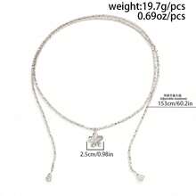 1 pieza Collar largo con colgante de Plumeria de estilo minimalista y elegante, accesorio de collar cuadrado con cuentas de CCB, adecuado para el uso diario, citas, compras, fiestas de la mujer, mejor regalo del Día de San Valentín para ella (material de resina CCB sin metal, comprar con precaución) - Plateado - Ver 6