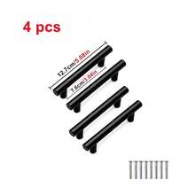 Set 4 Gagang Dapur, Tarikan Pintu T-Bar Stainless Steel, Kenop dan Gagang Kabinet, Perangkat Keras Furnitur Hitam - hitam - View 8