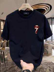 Vintage  Men's T-Shirt In Plus Sizes With Short Sleeves For Young Men, Made Of High-Quality Material With Printed Designs, Summer Tops - 黑色 - 查看 2