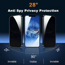 BOLLYMORE 4pcs 9H Hardness Privacy Screen Protector Tempered Glass Film, Protects Privacy, Compatible With Apple 18/18 Pro/18 Pro Max/14/14 Plus/14 Pro/14 Pro Max/15/15 Plus/15 Pro/15 Pro Max/16/16 Plus/16 Pro/16 Pro Max/17/17 Pro/17 Pro Max/17e, Waterproof, Shockproof, Anti-Drop, Anti-Scratch, Anti-Fingerprint, Full Coverage - Clear - View 3