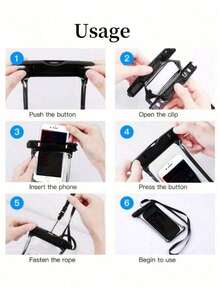 1/2 Peças Bolsa Universal à Prova d'Água IPX8 para Celular com Airbag, Capa à Prova d'Água para Celular para Natação Subaquática, Bolsa Seca de Praia para Smartphone (Preto + Branco), Essencial de Viagem, Suprimentos Escolares de Volta às Aulas, Essencial de Férias de Camping e Feriado, Acessório de Férias, Mini Acessório de Viagem de Verão, Item Indispensável de Viagem, Suprimentos Escolares, Suprimentos de Volta às Aulas - Visão 4