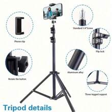 Multifunctional Tripod, Height Adjustable 43.31 Inches, Metal Material, Suitable For Phone, Camera Stand, Photography, Video Recording, Live Streaming - A - View 7