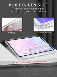 1pc Transparent Acrylic Y-Fold Tablet Case With Black Text Customization, Personalized Text Writing, Suitable For Mini6/Mini7/Air/Air2/9.7/10.2/10.5/Air4/Air5/10.9/Pro 11"/10th Gen/ Air 11-In.(M2)-2024/ Pro11-In.(M4)-2024/Air 11-Inch (M3) 2025/ (A16) 11 Inch 11th Generation 2025/ Air 8(M4)2026(11-Inch) - Black - View 6