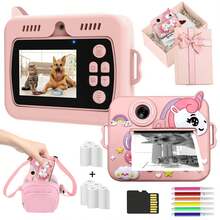 Kids Camera, Kids Instant Camera Set, Digital Camera Set, Equipped With 3 Rolls Of Film And 6 Colored Pens, Can Inspire Children's Drawing Ability. With Cute Cartoon Shaped Shell, This New Model Is Suitable As Christmas, Birthday And New Year Gift For Children Aged 3 To 12, Also Suitable As Portable Camera Toy For Boys And Girls To Record Life. - Multicolor - View 16