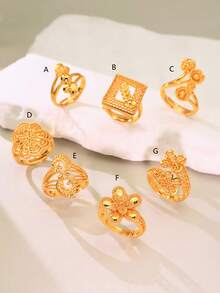 1 chiếc nhẫn thời trang phong cách Âu Mỹ hình lúa mì may mắn, trang sức cưới rỗng hở cho phụ nữ - Vàng - Xem 15