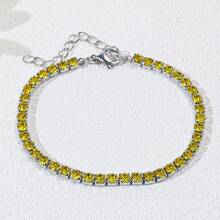 1pc Minimalist Luxury Colorful Super Shiny Single Row Full Rhinestone Stainless Steel Tennis Bracelet Suitable For Women - Tennis Bracelet - View 13
