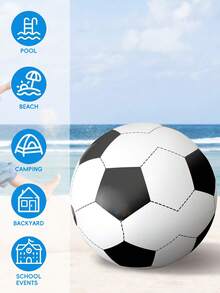 1pc Giant Inflatable Beach Ball, PVC Black And White Soccer Ball, Extra Large Inflatable Toy Suitable For Pool, Summer Beach, Pool Activities, Party, Large Game Ball - A - View 3