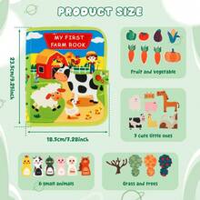 My First Farm Book - Colorful Farm Themed Educational Game Board, Suitable For Young Children, Includes Animals, Tools, Weather, Etc., Ideal For Early Learning And Development, Perfect Gift For Easter, Christmas And Birthdays. This Is An Early Learning Toy With Colorful Illustrations And Durable Construction. - 綠色 - 查看 7