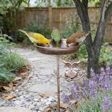 1pc Vintage Country Style Metal Bird Bath, Outdoor Wildlife Feeder, Owl Design, No Wires Or Batteries Needed, Suitable For Backyard Bird Feeding, Attracting Small Birds, Yard And Lawn Decor, Ideal Decoration For Bird Lovers, Perfect Gift Choice - Multicolor - View 10