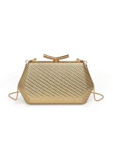 FOREVER MIYIN 1 pièce Sac bandoulière de luxe à texture tissée pour femmes, élégant sac de soirée à coque rigide avec fermeture à baiser et chaîne métallique, sac carré élégant pour mariage, bal et fête pour femmes, sac carré de luxe pour mariée, cocktail et banquet, cadeau de la Saint-Valentin, cadeau de la Fête des Mères, cadeau de passage à l'âge adulte - Multicolore - Voir 14