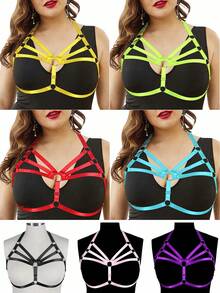 Adjustable Gothic Cage Bra Harness, Punk Dark Neck Strap, Elastic Party Club Accessories, Multi-Color - A - View 11