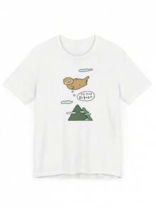 Cute Y2K Summer Top. 1pac. Cute Y2K Summer Top. 100% Cotton. Cartoon Print Of An Otter Symbolizing World Peace, Short Sleeves, Suitable For Summer, Breathable Fabric, Women's T-Shirt. Perfect For A Casual Look. - 白色 - 查看 1