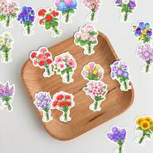 50 Peças Adesivos de Buquê de Flores em Aquarela, Decalques Florais Coquette para Bullet Journal, Planejador, Scrapbook, Diário, Álbum & Suprimentos Escolares de Papelaria Estética - A - Visão 4