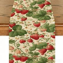 1 pièce de drapeau de table de cuisine réutilisable quotidien, avec des motifs de fraises, de fleurs, de nœuds et de campagne vintage, fabriqué en tissu de lin, convient pour la décoration de table à la maison, la décoration de fête, les fournitures de fête, les décorations de vacances et les articles de vacances. Il existe plusieurs tailles au choix, et ils peuvent également être offerts en cadeau. - Multicolore - Voir 4