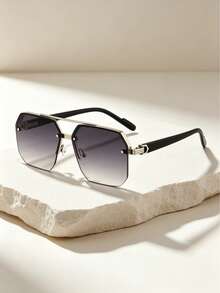 1 Pair Of Retro Double-Beam Aviator Fashion Glasses For Beach Vacations And Photoshoots - Multicolor - View 9