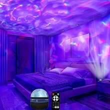 1個 LED氛圍投影燈 | 動態水波紋 | RGB 7色遙控調光 | 聲控燈光隨音樂同步 | USB供電 | 水波紋效果 | 房間裝飾燈 | 客廳 | 臥室 | 派對 | 理想的節日禮物 | 情人節 | 聖誕節 | 新年禮物 - 水波紋款+遙控 - 查看 3