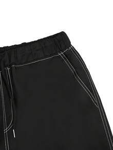 1pc Men's Multi-Pocket Cargo Long Pants, Spring/Autumn/Summer Beach Vacation Sand Pants, Casual Commute Sports Training Running Outdoor Hiking Loose Fit Fashion Jogging Fitness Workout Versatile Straight Leg Streetwear Pants - Black - View 6