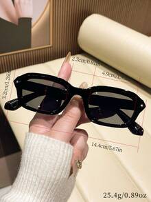 1pc Rectangular Summer Outdoor Travel Beach Vacation Casual Plastic Classic Style Fashion Glasses - Black - View 4