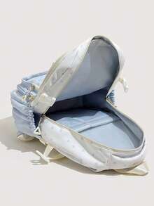 Ombre Blue & White Cat Ear Backpack, Girly Star & Heart Print Bookbag With Pendant, Large Capacity - Blue - View 7
