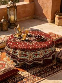 1/2pcs Tablecloth, Vintage Floral Pattern Polyester Fabric Tablecloth Red Background Chinese Style Decorative Fabric Suitable For Round Square Dining Tables Kitchen Restaurant Coffee Table Picnic Camping Country Farmhouse Tabletop Protection Holiday Atmosphere Decoration Multi-Scene Use Tabletop Decor First Choice - Multicolor - View 9