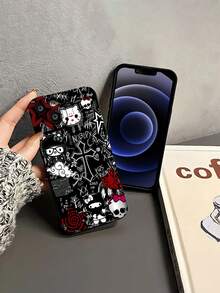 Grafitis de   en rojo y negrofunda de teléfono Fundas compatibles con ,Apple,VIVO,OPPO,,, y Honor.Fabricadas en silicona TPU,ofrecen protección contra golpes y caídas. - Negro - Ver 4