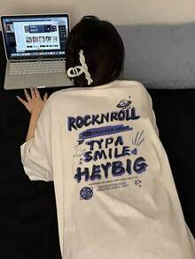 100% Cotton. Casual Short-Sleeved Printed T-Shirt. 1pac Short-Sleeved T-Shirt For Women, Summer Design, Slim-Fit Short-Sleeved T-Shirt, Cartoon Print, Pure Cotton Short-Sleeved T-Shirt, Top, Basic Tee. #3333. Spring Summer Top - 白色 - 查看 1