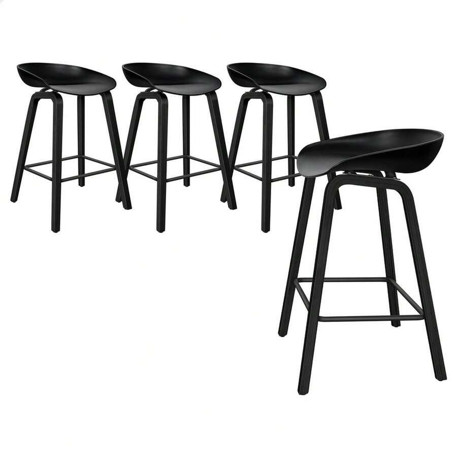 ALFORDSON 4x Stools Bar Stool Counter Kitchen Bar Wooden Chairs Wade - Black - View 1