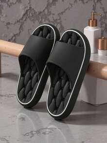 1 Pair Bathroom Quick-Drying EVA Slippers, Anti-Bacterial Anti-Slip Indoor Home Shower Slippers For Men And Women - Black - View 7