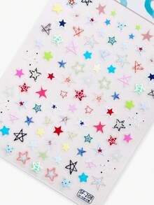 1pc Multi-Style Graffiti Star Combination Pattern Nail Stickers, Y2K Style - Suitable For DIY Nail Art Creative Decor Stickers, Cute Cartoon Stickers - Multicolor - View 3