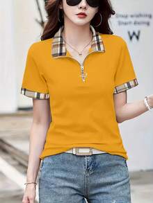Fashionable Casual Top For Women - 橙黃色 - 查看 1