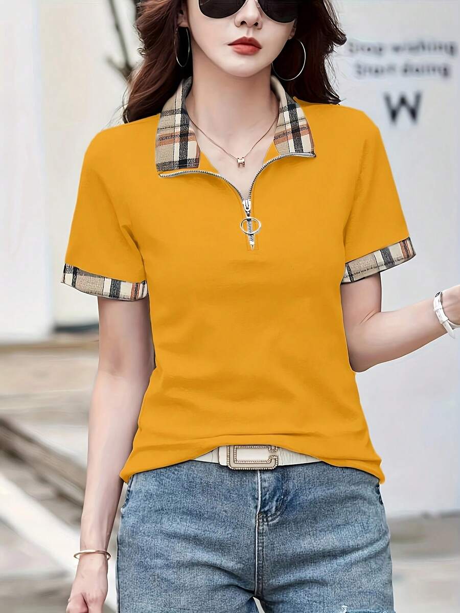 Fashionable Casual Top For Women - 橙黃色 - 查看 1