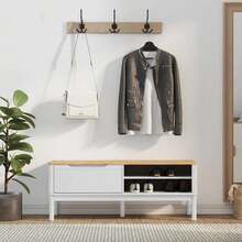 Banc d'entrée  FLORO 115 x 40 x 45 cm en pin massif - Blanc - Voir 4