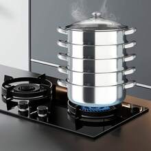 5-Tier Stainless Steel Steamer For Cooking, 30cm Steamer With Lid For Cooking Vegetables, Seafood, Soups, Stews, And Pasta - 查看 8