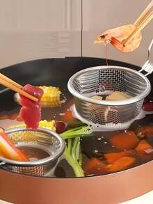 1pc Stainless Steel Hot Pot Strainer Ladle With Hook, Stainless Steel Mesh Basket Filter, Suitable For Hot Pot Draining, Filtering And Cooking, Can Be Used As A Household Kitchen Food Filter - Multicolor - View 6