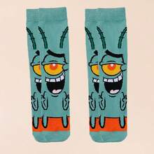SpongeBob SquarePants 1Pair Random SquarePants Cartoon Crew Socks, For Streetwear & Casual Looks, Cute For School Uniform & Daily Wear - Multicolor - View 9