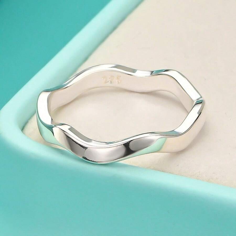 925 Silver Plated Wave 7/8/9/10 Ring For Women Wedding Party Fashion Charm Jewelry - Silver - View 1