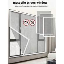 Drill-Free Self-Adhesive Mosquito Window Screen, Handmade Polyester Insect Proof Mesh, Gray Net With White Edge - Gray Mesh With White Trim - Window Screen - View 4
