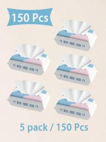 Soft And Gentle Facial Towel – Thickened Pull-Out Patterned Pearl Face Wipes, Available In 30/90/150 Sheets. Extra Thick And Non-Tear, Suitable For Dry & Wet Use. Ideal For Daily Cleaning, Makeup Removal, Pet Care, And Many Other Purposes. - Multicolor - View 12