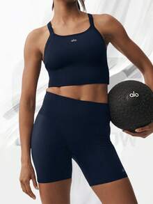 Seamless Ribbed Favorite Bra Tank - Navy - View 1