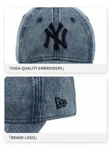 Gorra de béisbol de mezclilla lavada premium New Era, protección solar UPF50+ ajustable, adecuada para entusiastas del estilo denim y western - Azul - Ver 5