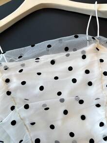 Women's Sheer Mesh Flocked Polka Dot Ruffle Camisole, Sexy Camisole, Charming Camisole, Elegant Fashion Women's Camisole Casual Summer - Apricot - View 7
