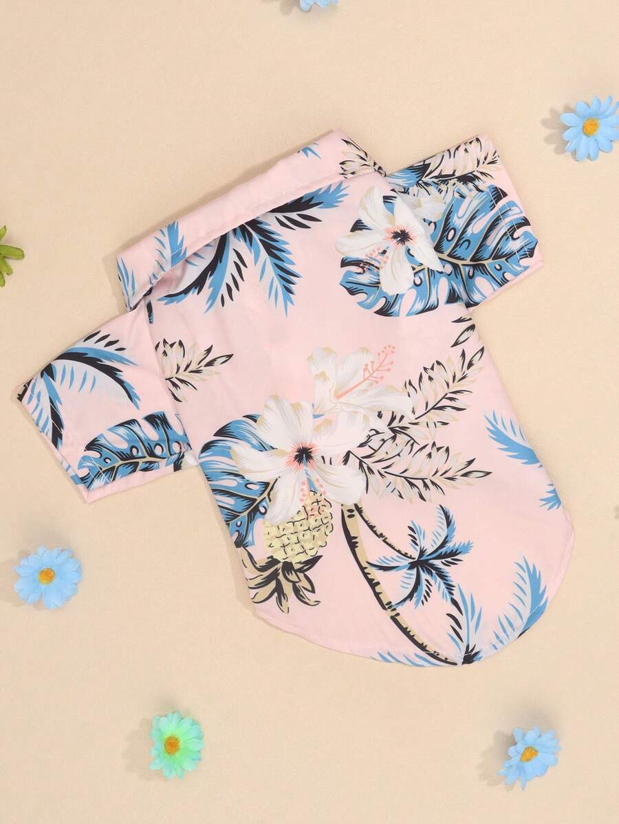 1pc Non-Stretch Slim Fit Pet Hawaiian Style Shirt Suitable For Small Teddy Bichon Frise Dogs And Especially Not Suitable For Large Dogs (Product Runs Small, Recommended To Buy 1~2 Sizes Up) - Pink - View 1