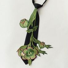 1件精緻刺繡花卉領帶，免繫領帶，復古文藝復興風格復古領帶，獨特小眾優雅設計感，適合襯衫、派對、度假 - 彩色 - 查看 17